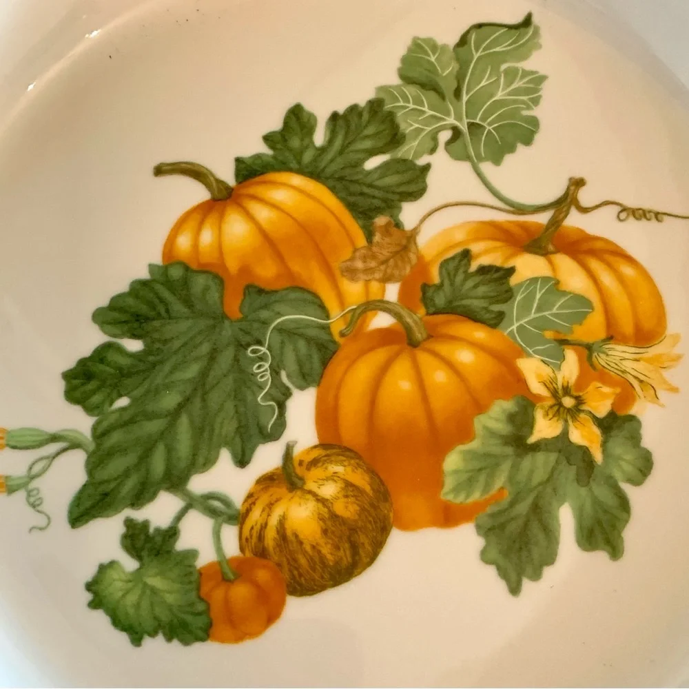 Vintage Porcelain Pie Plate Pumpkins Apilco France Fall Thanksgiving